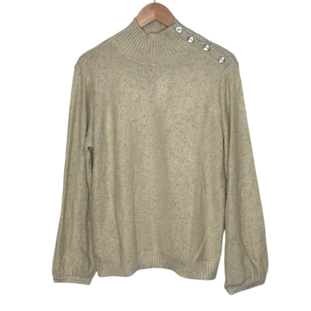 NWT New York & Company gold metallic sweater size large